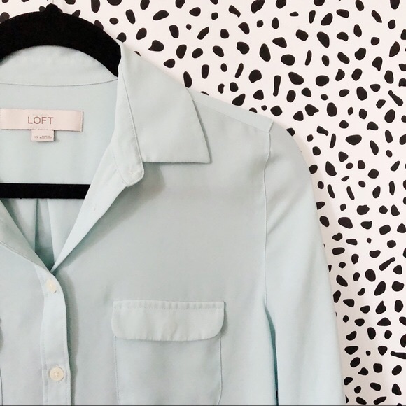 LOFT Utility Blouse in Mint Green - Picture 3 of 5